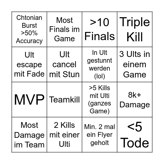 Scarlet Witch Bingo VOD Bingo Card