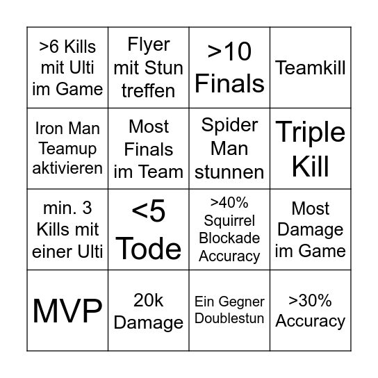 Squirrel Girl Bingo VOD Bingo Card