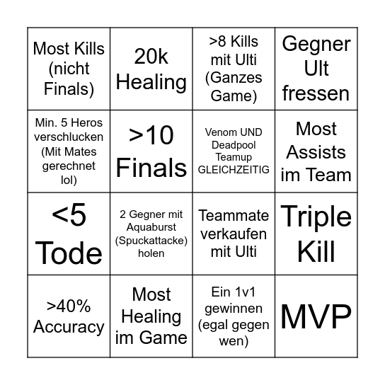 Jeff Bingo VOD Bingo Card