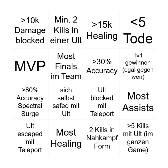 White Fox Bingo VOD Bingo Card