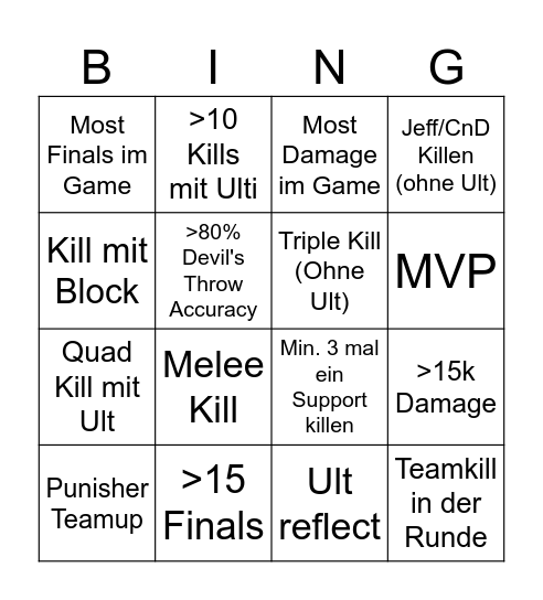 Daredevil Bingo VOD Bingo Card