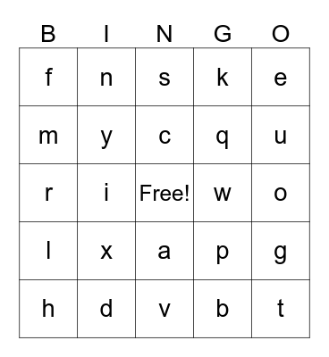 ABC  Bingo 2 Bingo Card