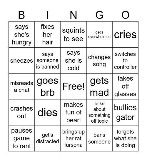 Wednesday Bingo! Bingo Card