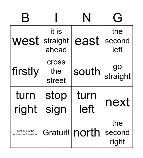 Comment indiquer le chemin Bingo Card