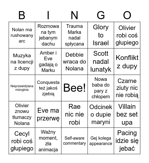 Imbecyl sezon 4 bingo Card