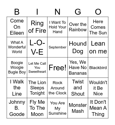 Music Therapy Bingo Card