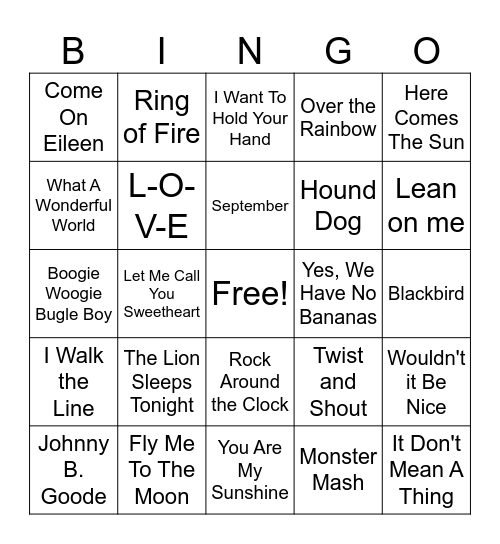 Music Therapy Bingo Card