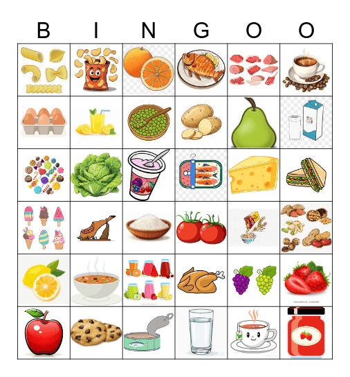 Food Bingo Card