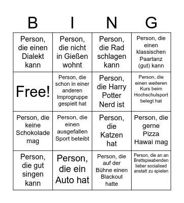 Impro-Bingo-Weltmeisterschaften 2026 Bingo Card