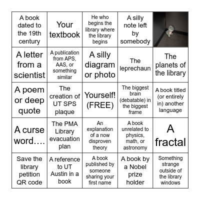 PMA Library BINGO Card