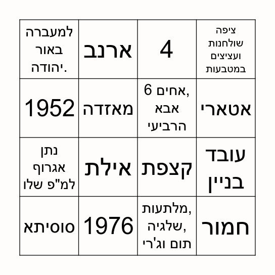 משה חוגג 80 Bingo Card