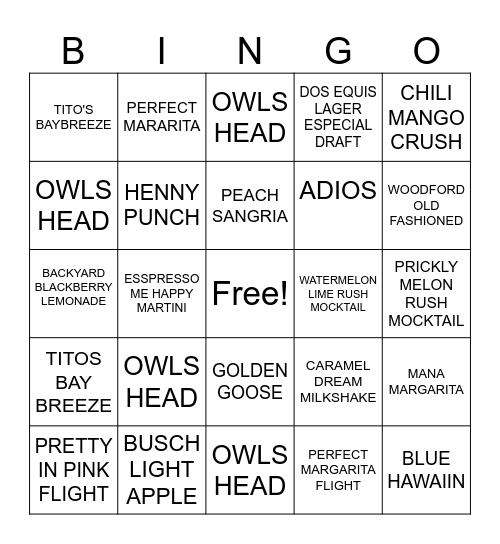 NAME:______________________________ Bingo Card