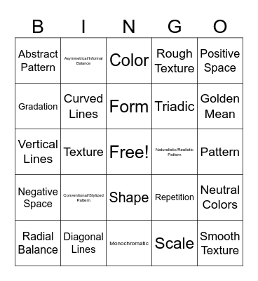 Interior Design 1 Review Bingo Card