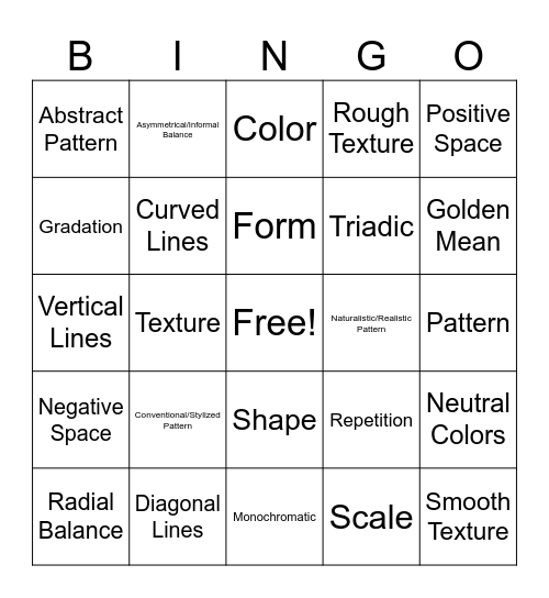 Interior Design 1 Review Bingo Card