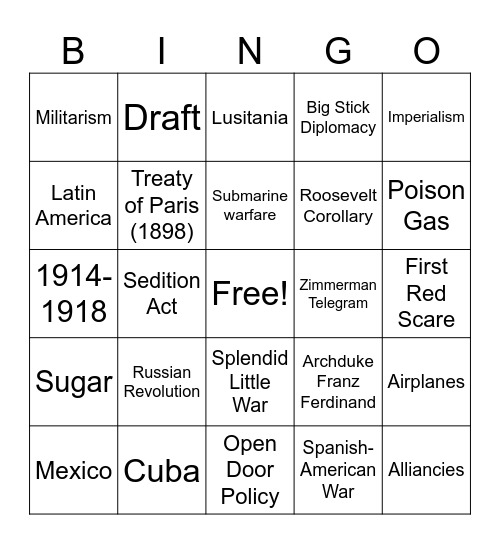Unit 3 LEAP Reveiw Bingo Card