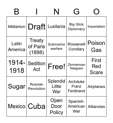 Unit 3 LEAP Review Bingo Card