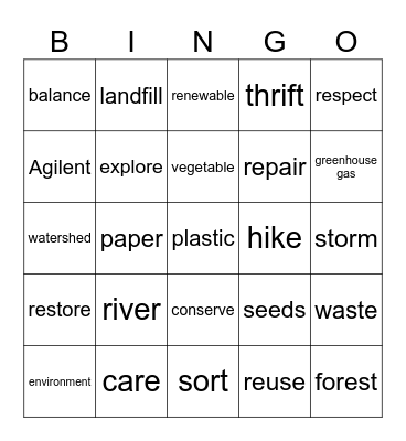 Agilent Earth Day Bingo Card