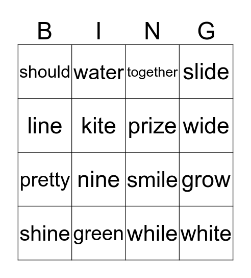 Long i BINGO 1-26-17 Bingo Card