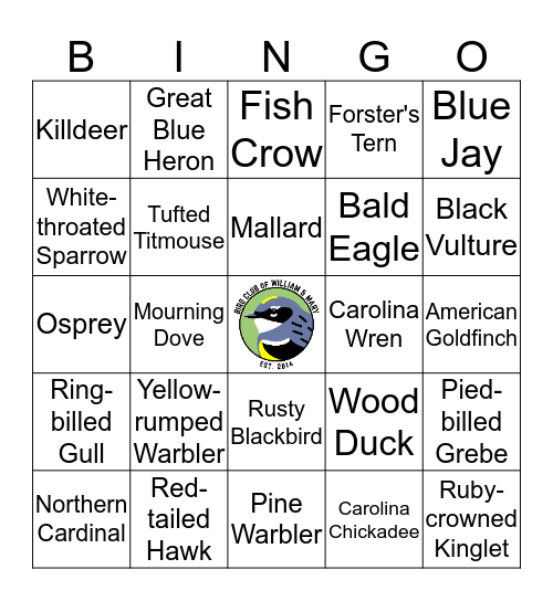 Bird Club Bingo Card