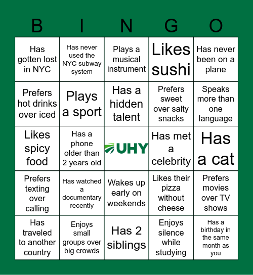 Human Bingo Card