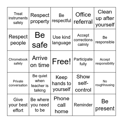 Music Class Bingo Card