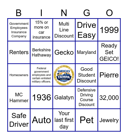 Do you know GEICO? Bingo Card