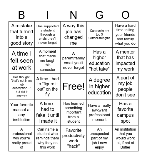 DAWG Bingo Card