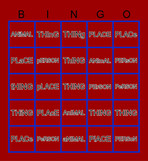 NOUNS Bingo Card