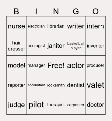 CAREERS Bingo Card