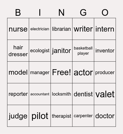 CAREERS Bingo Card