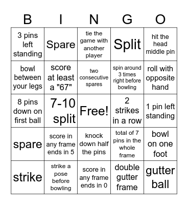 Bowling Bingo Card