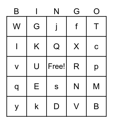 Alphabet Bingo Card