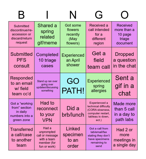 Sprinkle of Spring Bingo - PATH Bingo Card