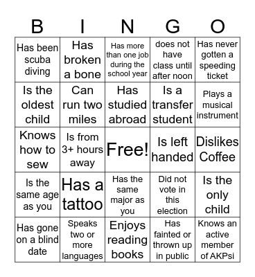 Find Someone Who... Bingo Card