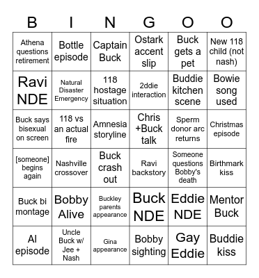 9-1-1 Season 9 Bingo Card