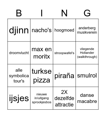 zomer eftekling bingo Card