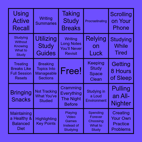 Final Focus Bingo Card
