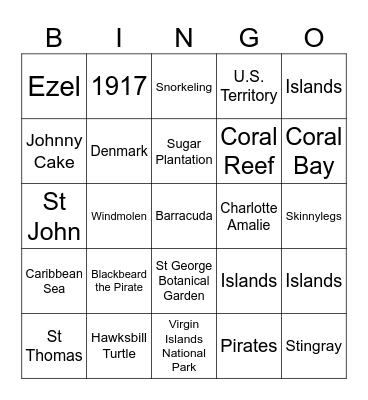 U.S. Virgin Islands Bingo Card