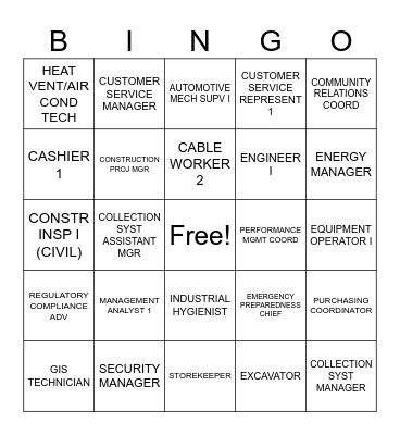CWP Career BINGO Card