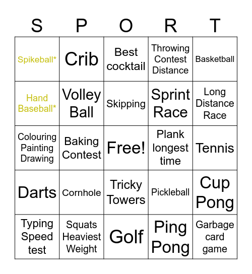1V1 All Sports Event Bingo Card