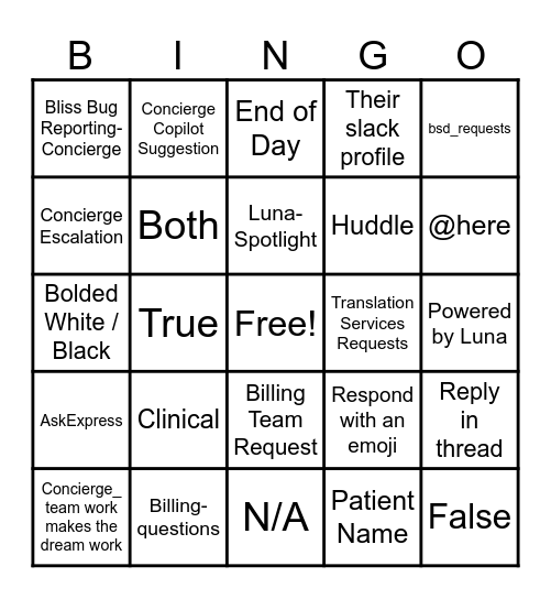 Slack Bingo Card