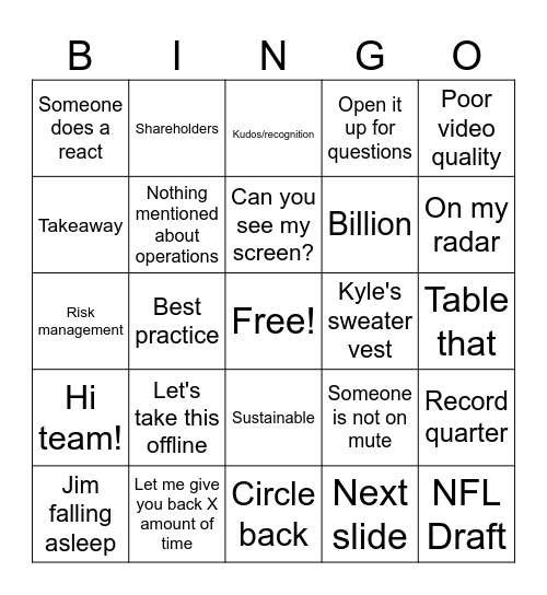TOWN HALL Bingo Card