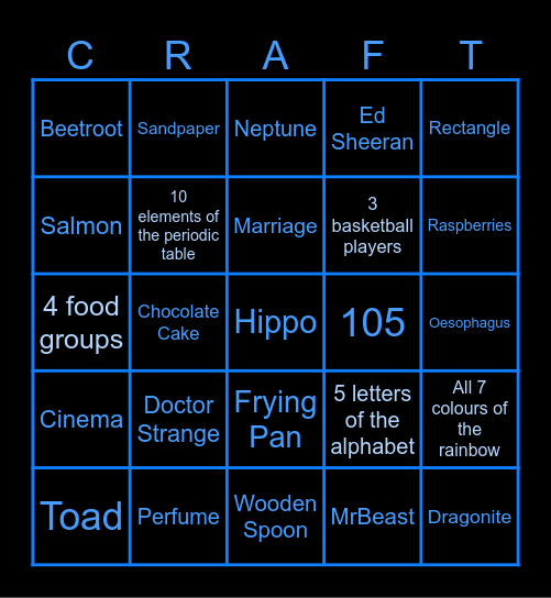 Infinite Craft Bingo Card