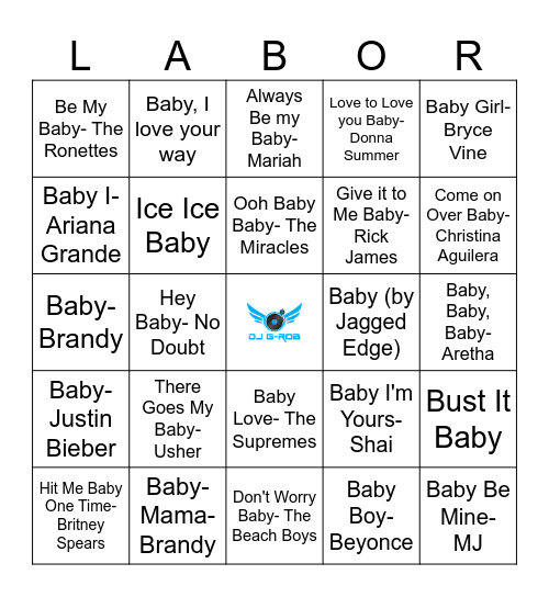 "Baby" Bingo Card
