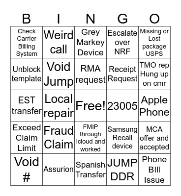 Claim Surgers  Bingo Card
