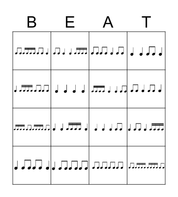 Rhythm Bingo Card
