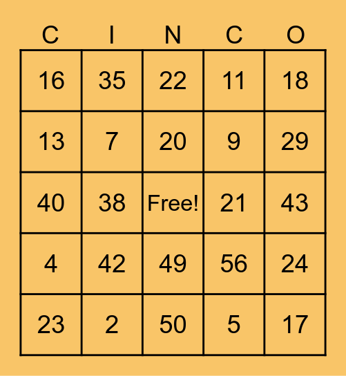 CINCO DE MAYO Bingo Card