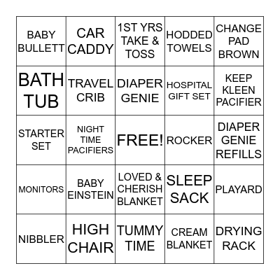 BABY BINGO  Bingo Card