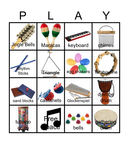 Music Classroom Instruments Bingo Card