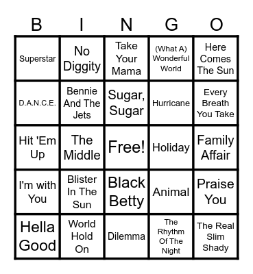 Music Bingo Card
